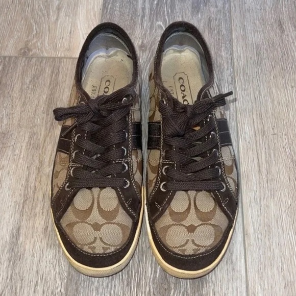 Coach Brad Logo Lace Up Sneakers Sz 8 Casual Shoes - Picture 4 of 9